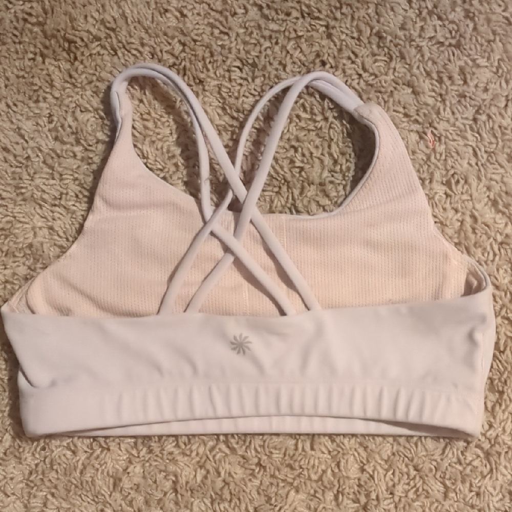 Athleta Whiteish Pink Sports Bra with Crossback Design - Picture 3 of 8